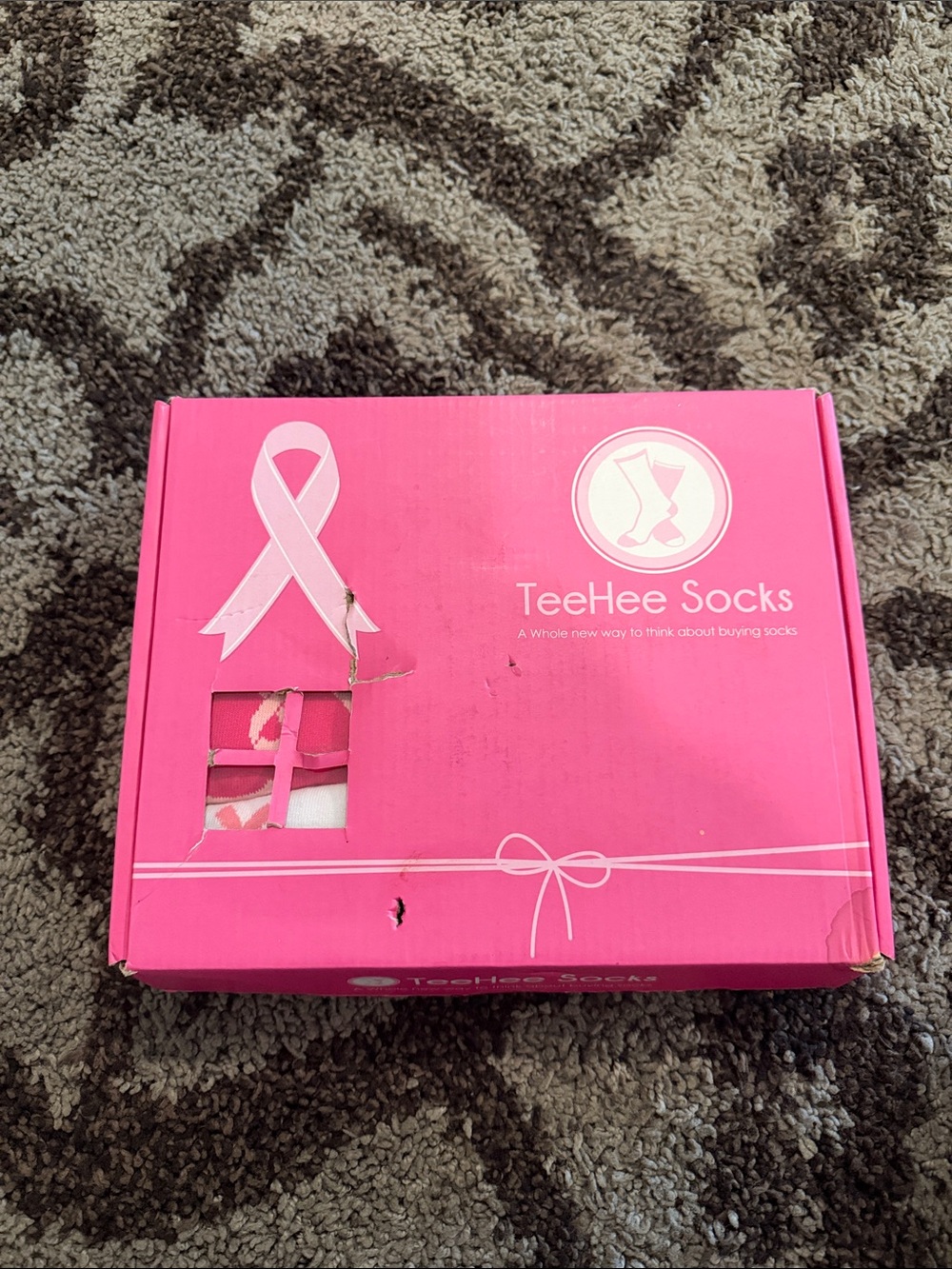 Pink Women's Crew Socks - Support Ribbon Design 12 pairs size 9-11